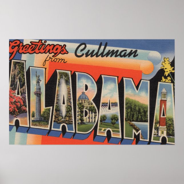 Póster Cullman, Alabama - Cenas com Letras Grandes (Frente)