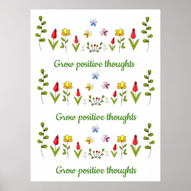 Poster Cultivar flores de pensamentos positivos (Frente)