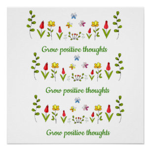 Póster Cultivar flores de pensamentos positivos
