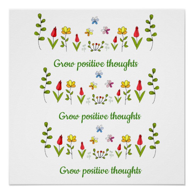 Póster Cultivar flores de pensamentos positivos (Frente)
