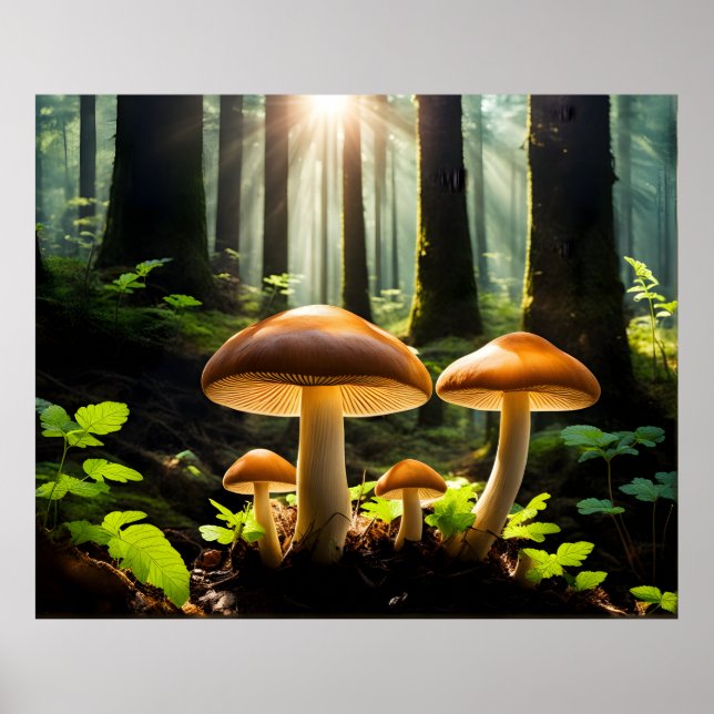 Poster Cultivo de cogumelos na floresta (Frente)