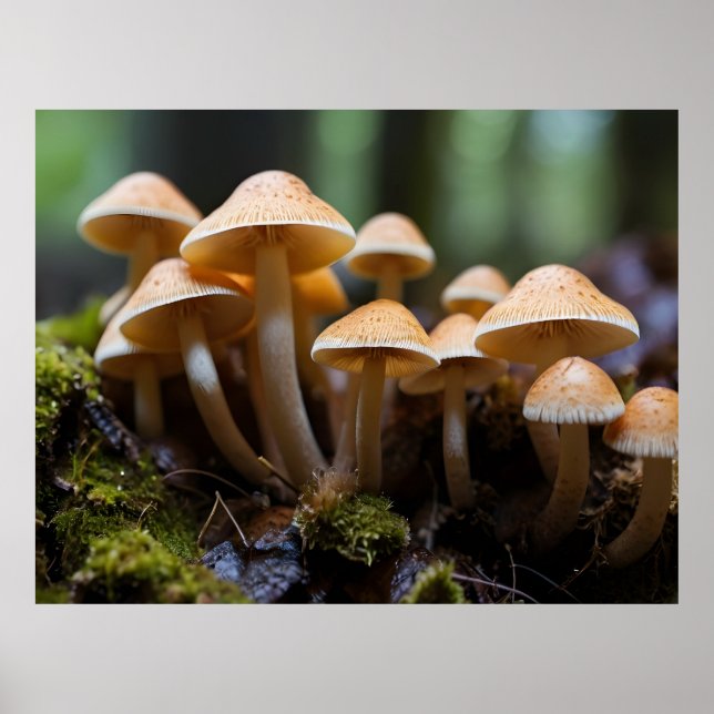 Poster Cultivo de cogumelos na floresta (Frente)