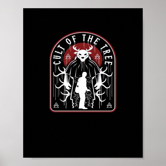 Poster Culto do Veado do Estilo Artístico da Árvore (Frente)