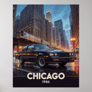 Poster Cultura da Estrada Noturna de Chicago 1986 Illinoi