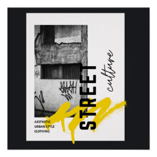 Póster Cultura de Rua Estética Urbana Fotografia Monocrom