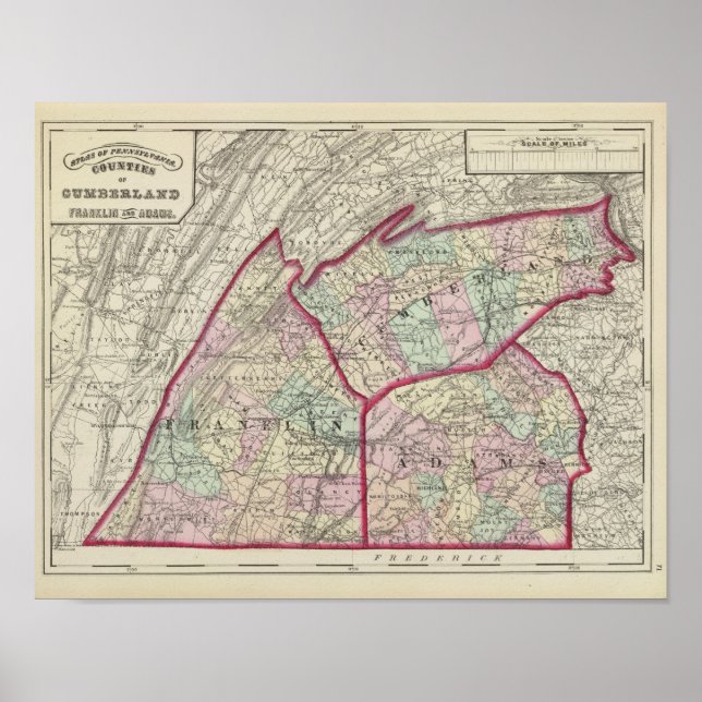 Poster Cumberland, Franklin, condados Adams (Frente)
