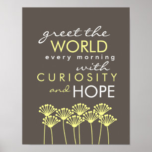 Póster Cumprimente o mundo com curiosidade & espere o