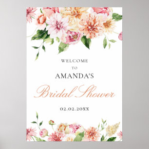 Poster Cumprimento Romântico de Chuva de Noiva Floral de 