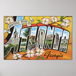 Póster Cumprimentos de Atlanta Geórgia, vintage