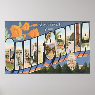 Póster Cumprimentos de Califórnia, vintage
