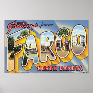 Póster Cumprimentos de Fargo North Dakota, vintage