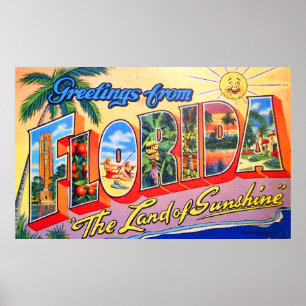 Poster Cumprimentos de Florida, a terra da luz do sol