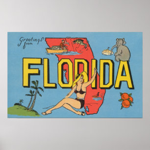 Póster Cumprimentos de Florida Florida (azul)