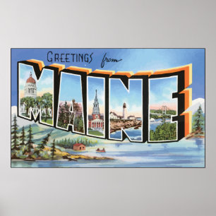 Poster Cumprimentos de Maine, vintage