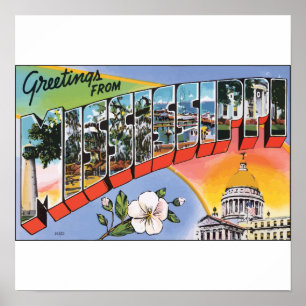 Póster Cumprimentos de Mississippi, vintage