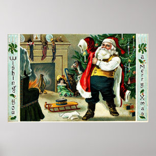 Póster Cumprimentos de Natal Vintage