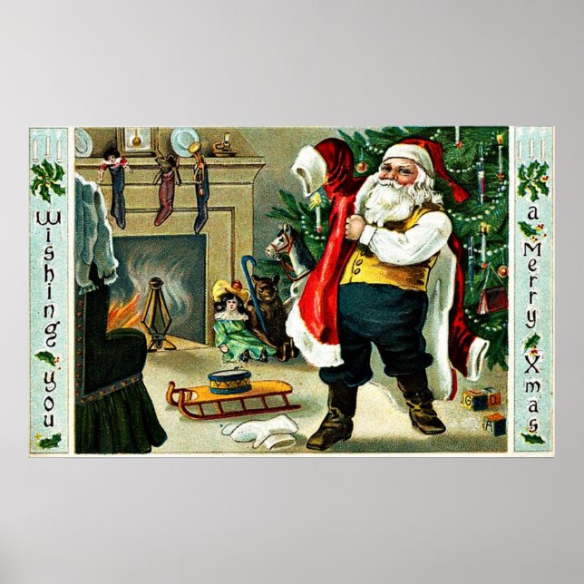 Póster Cumprimentos de Natal Vintage (Frente)