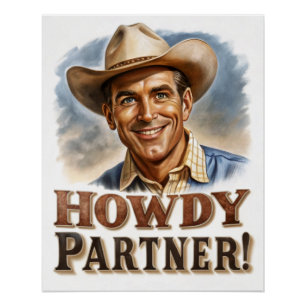 Póster Cumprimentos de Parceiro de Velho Cowboy