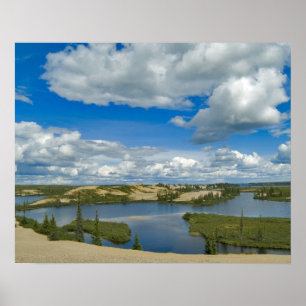 Póster Cumulus clouds float above lakes, Northwest