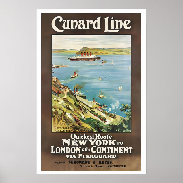Poster Cunard Line Quickest Route to London & the (Frente)