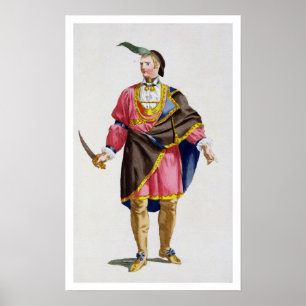 Poster Cunne Shote, chefe do Cherokees, 1780 (coloure