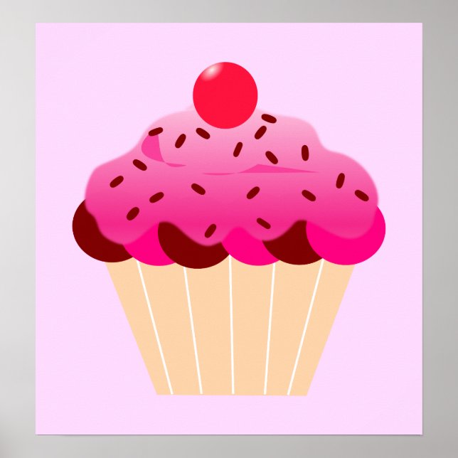 Poster cupcake-310968 Sobremesa cor-de-cereja cupcake (Frente)
