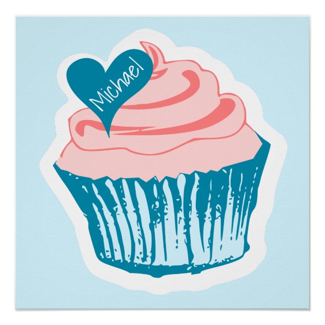 Póster Cupcake Amor Nome personalizado poster (Frente)