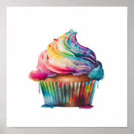 Poster Cupcake arco-íris