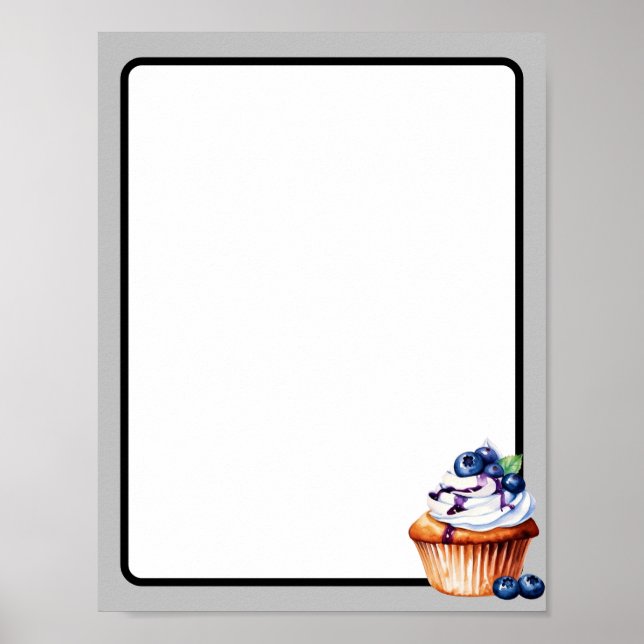Poster Cupcake Blueberry personalizável (Frente)