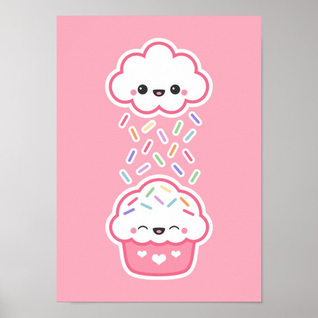 Poster Cupcake bonito com bordas (Frente)