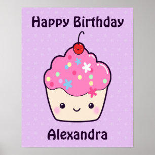 Póster Cupcake cor-de-rosa bonito