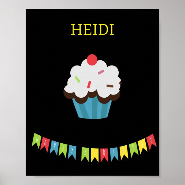 Poster Cupcake DE ANIVERSÁRIO COM NOME PERSONALIZADO (Frente)