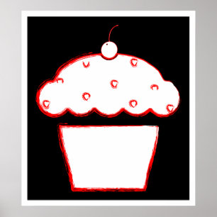 Póster cupcake de cereja