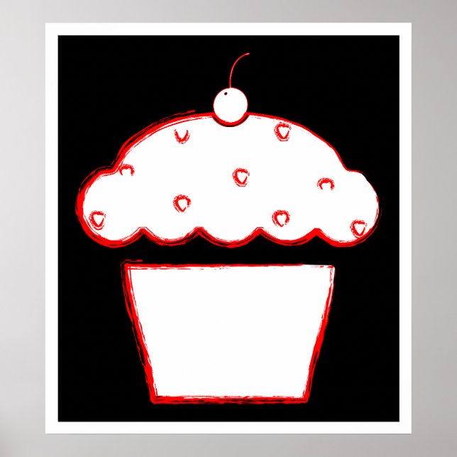 Póster cupcake de cereja (Frente)