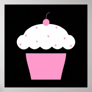 Póster cupcake de cereja