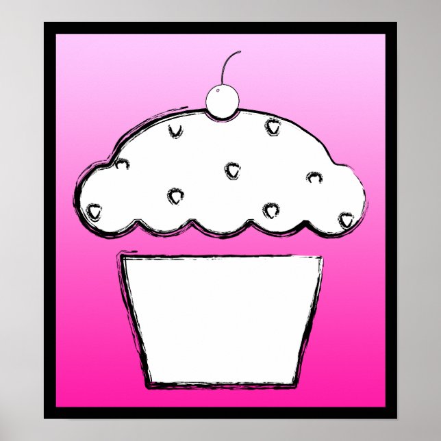 Póster cupcake de cereja (Frente)