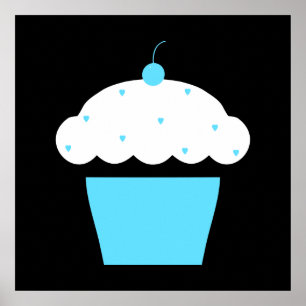 Póster cupcake de cereja