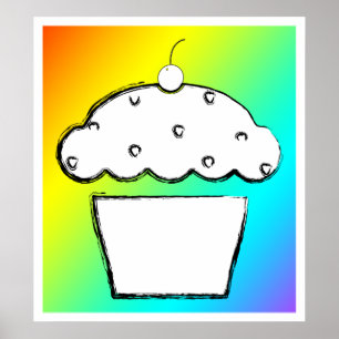 Póster cupcake de cereja