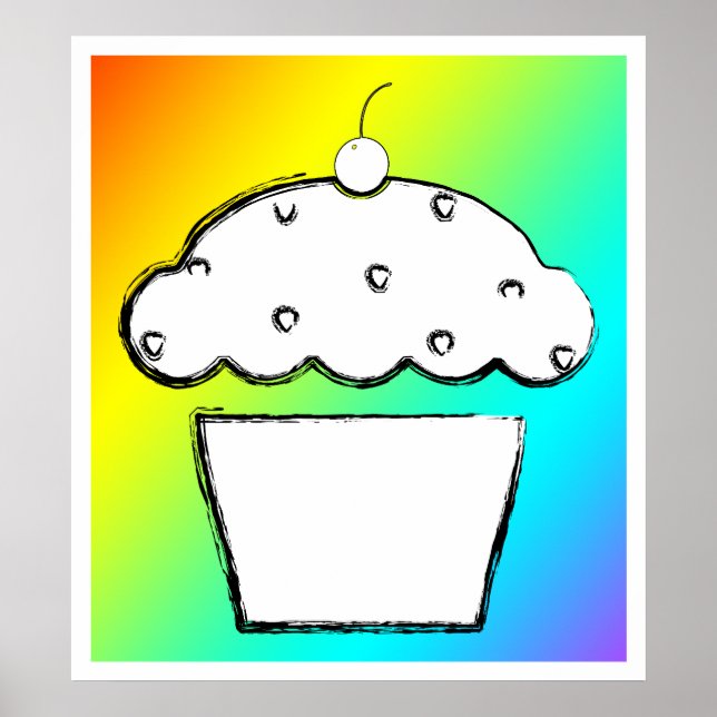 Póster cupcake de cereja (Frente)