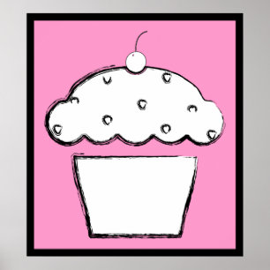 Póster cupcake de cereja