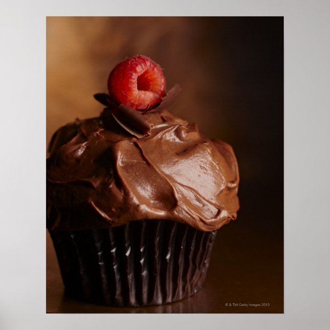 Poster Cupcake de chocolate com cobertura de framboesa (Frente)