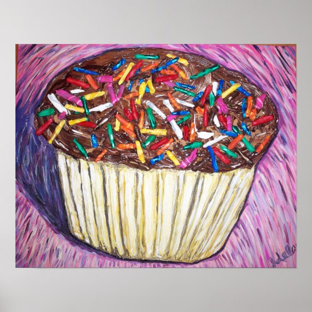 Poster "Cupcake De Chocolate Com Sprinkles" (Frente)