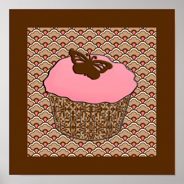Póster Cupcake de Fosco Rosa de Morango (Frente)