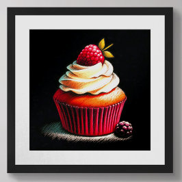 Poster Cupcake de framboesa de conserva