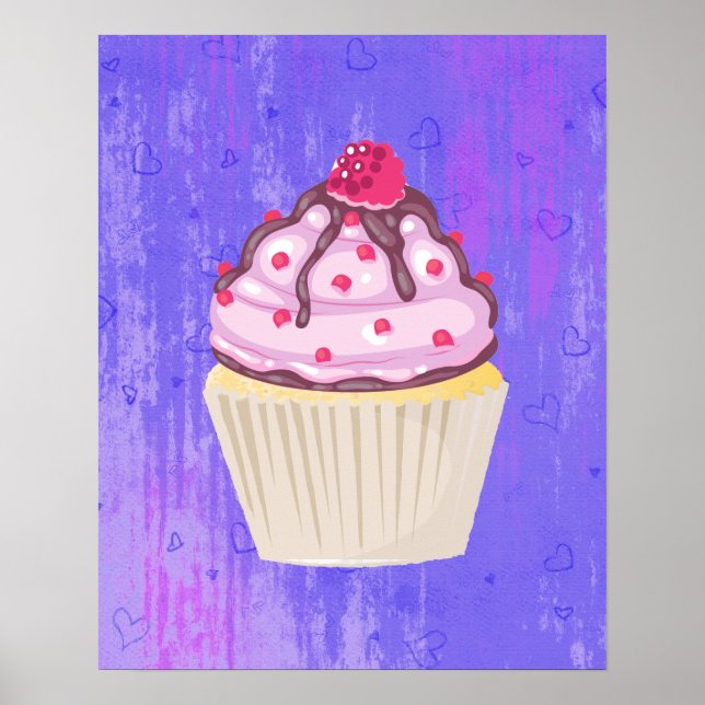 Poster Cupcake doce com framboesa no topo (Frente)