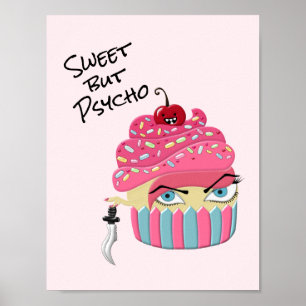 Poster Cupcake Engraçado de Comida de Arte Kawaii