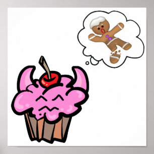 Póster Cupcake Engraçado Mau Cookie Killer