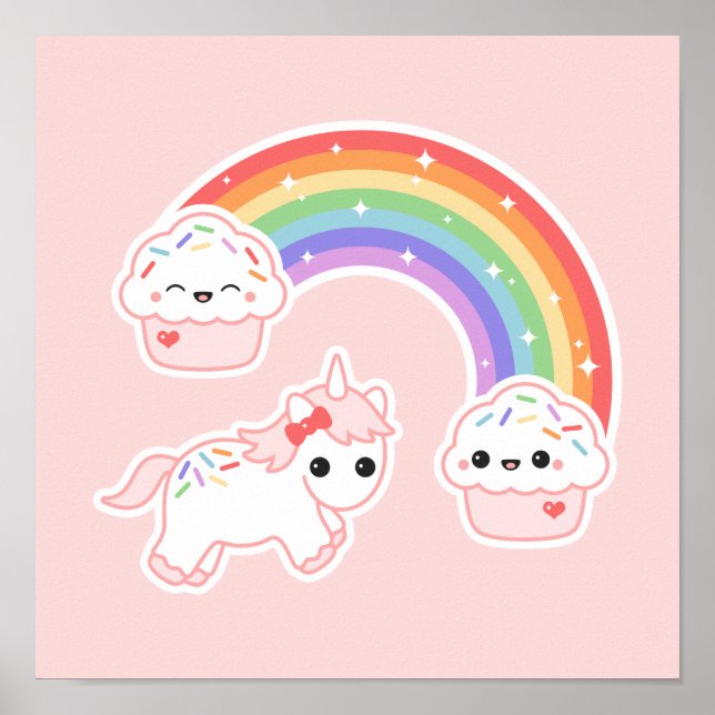 Poster Cupcake Rainbow Unicorn (Frente)