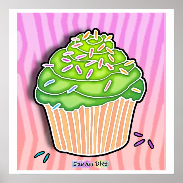 POSTER CUPCAKE rosa Fosco limão (Frente)