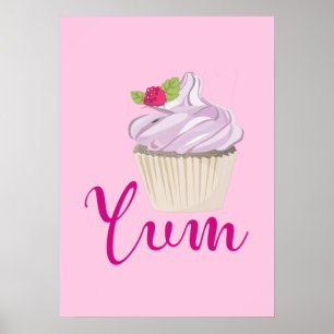Poster Cupcake Rosa Sonho com Yum Framboesa!
